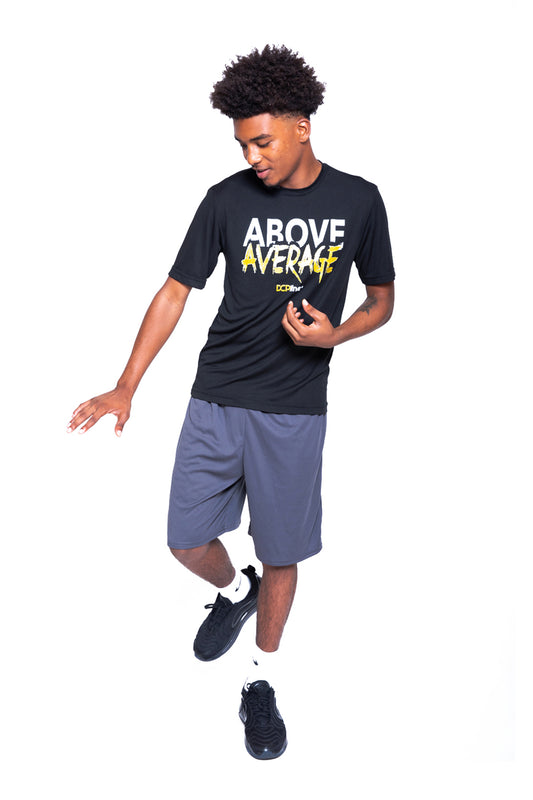 Above Average Short Sleeve Black w Gold (Performance Tee)