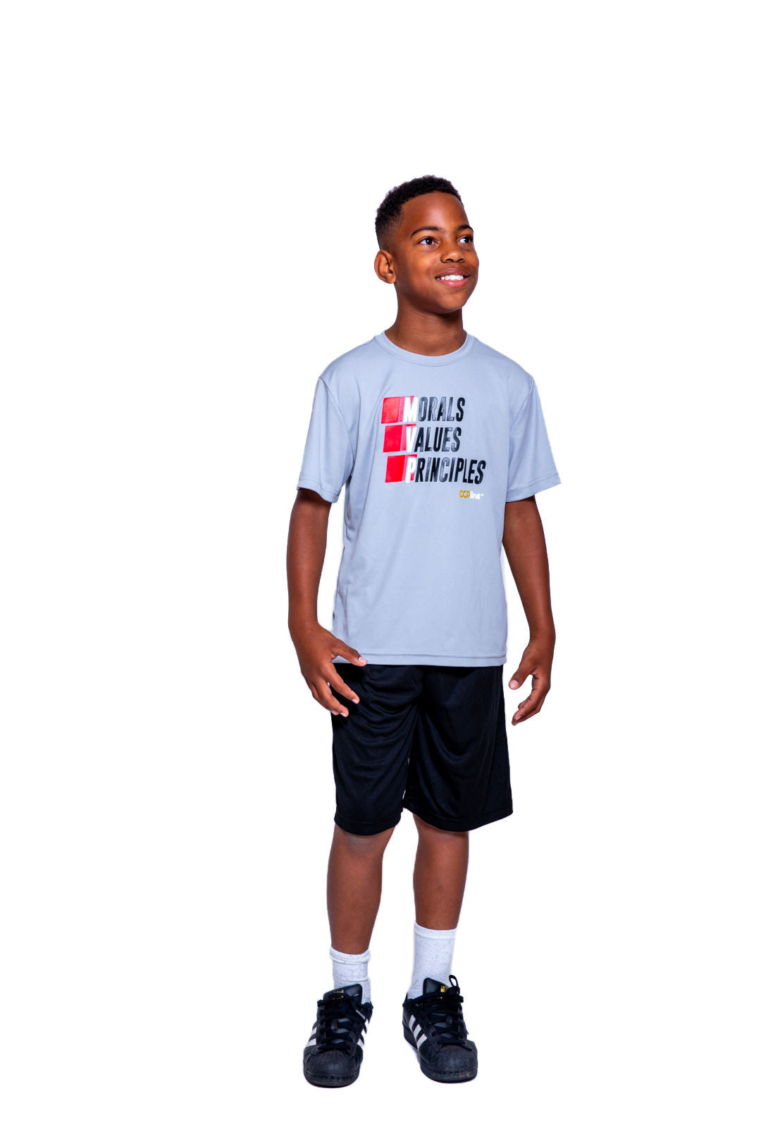 Kids Morals Values Principles Gray (Performance Tee)