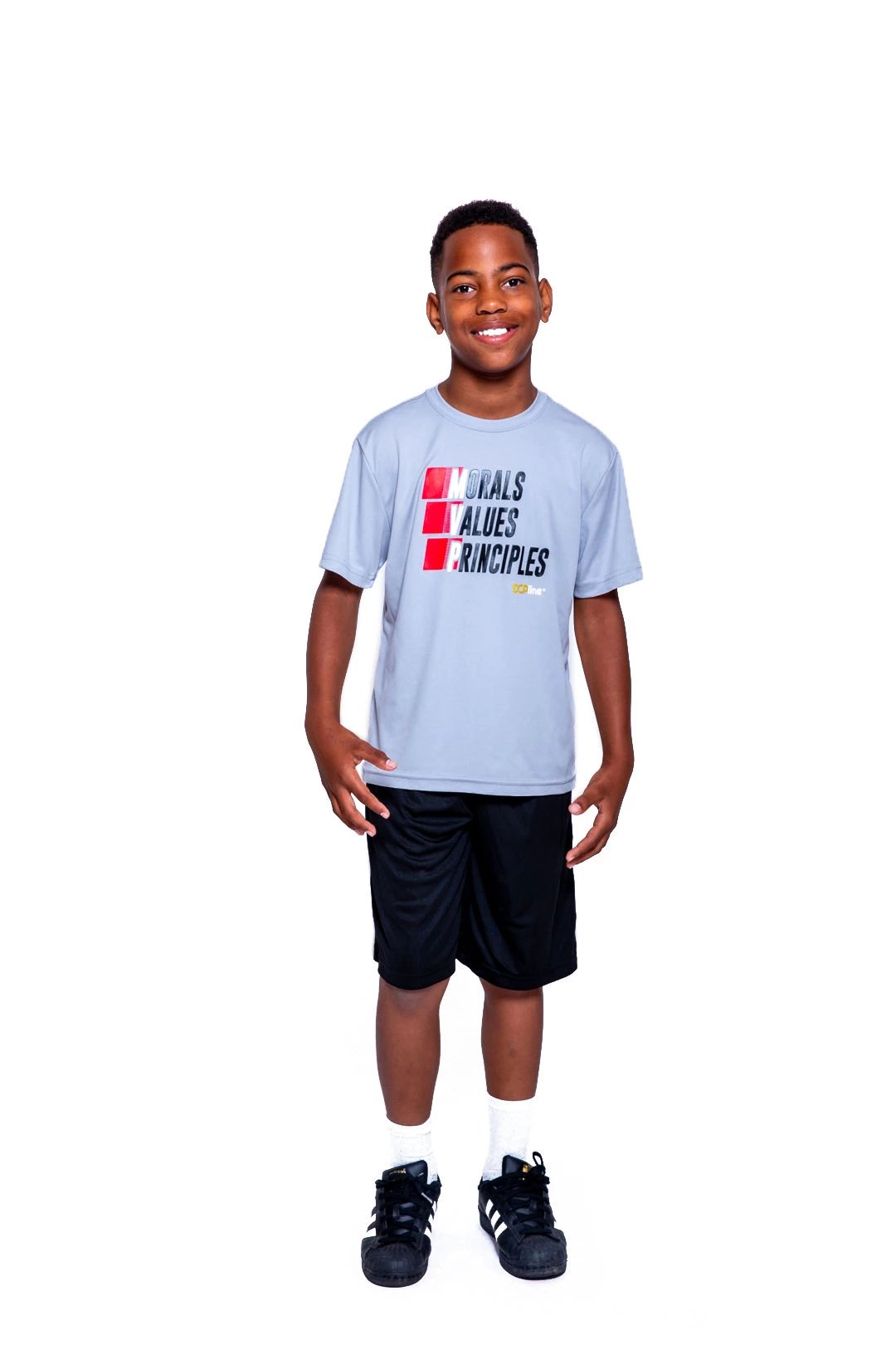 Kids Morals Values Principles Gray (Performance Tee)