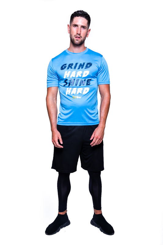Grind Hard Shine Hard Short Sleeve Sky Blue (Performance Tee)