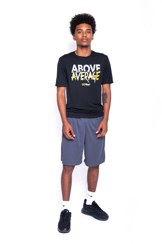 Above Average Short Sleeve Black w Gold (Performance Tee)