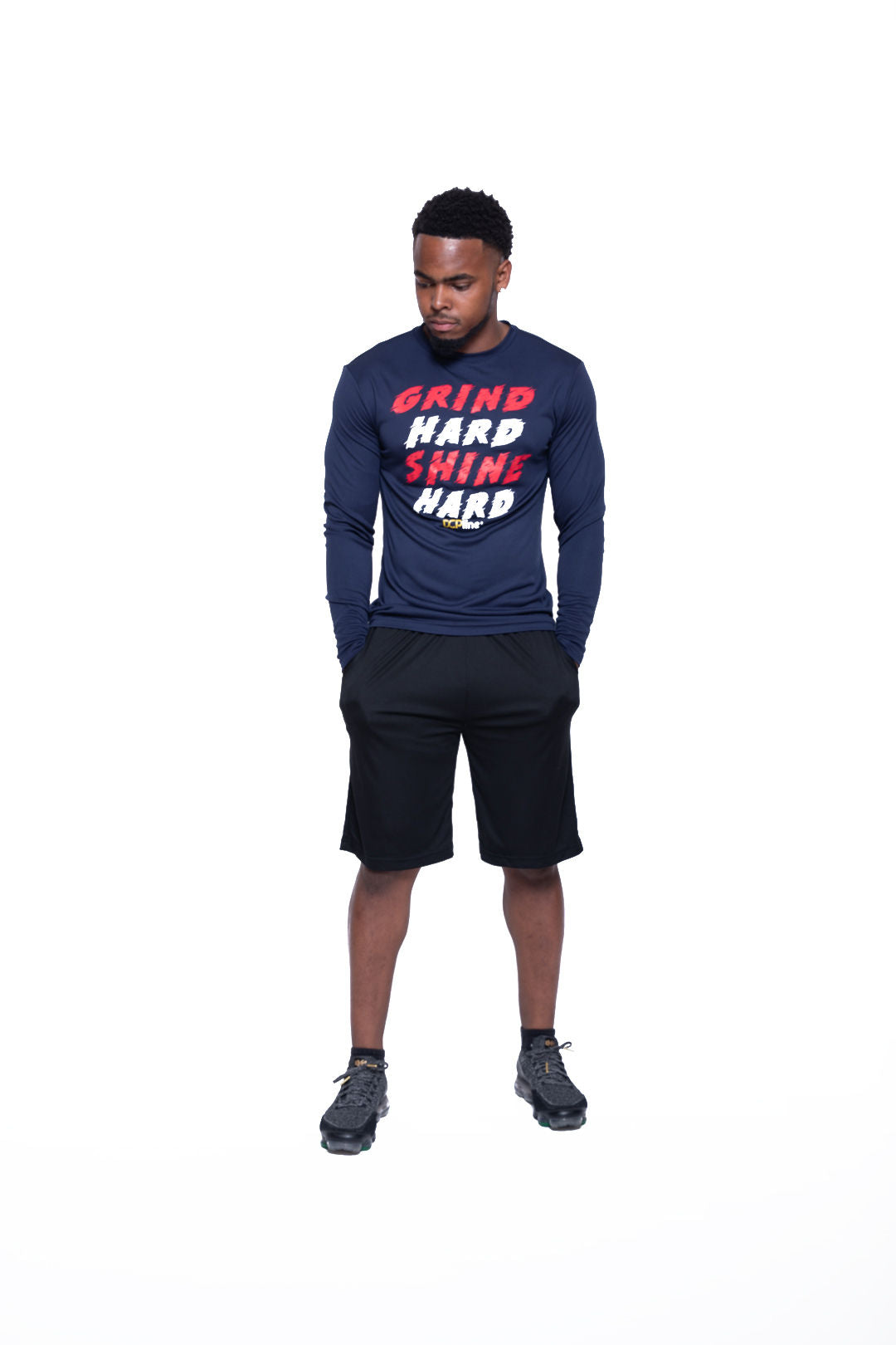 Grind Hard Shine Hard Navy (Performance Tee)